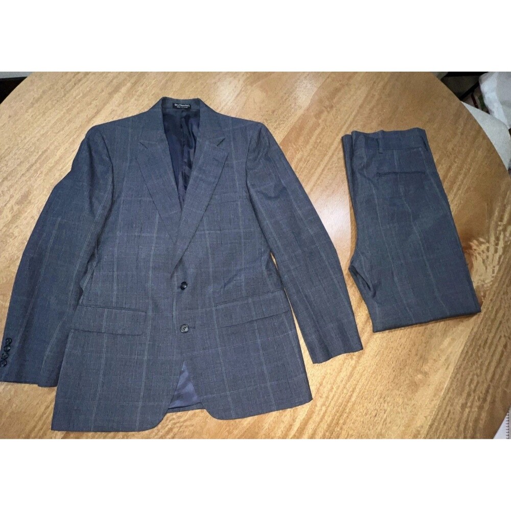 Vintage Men’s PROVA‎ Blue Plaid Grid Suit Jacket 38 R + Pants 32x29